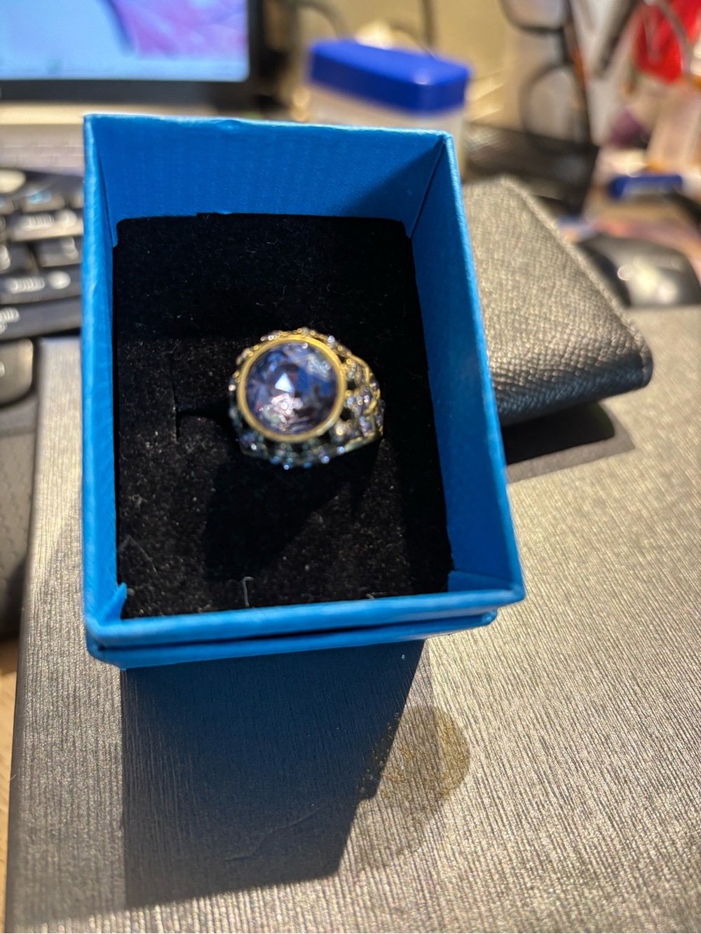 Gold-Tone Purple Stone Cocktail Ring - Women Jewelry